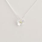 Sterling Silver Flower Necklace Xl0038 - Silver - One Size