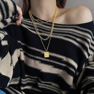 Alloy Tag Pendant Necklace Necklace - Gold - One Size