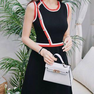 Sleeveless Contrast Trim Knit A-line Mini Dress