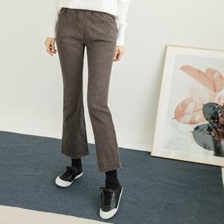 Band-waist Napped Boot-cut Pants