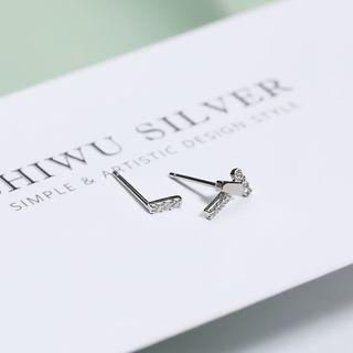 925 Sterling Silver Non-matching Rhinestone Ear Stud