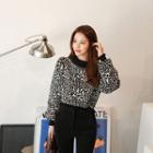 Frilled Leopard Blouson Sweater
