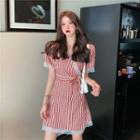Lace Plaid Short-sleeve Dress