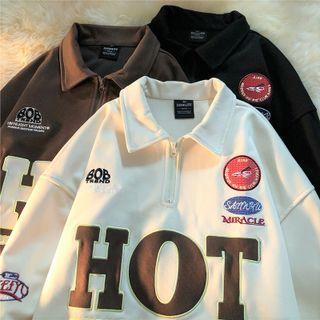 Logo Embroidered Polo-neck Sweatshirt