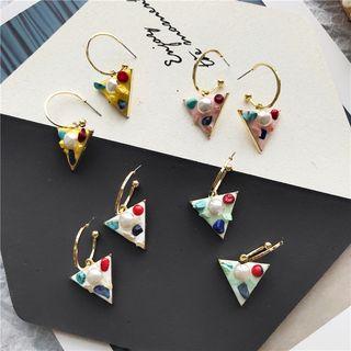 Color Block Open Hoop Triangle Earrings