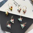 Color Block Open Hoop Triangle Earrings