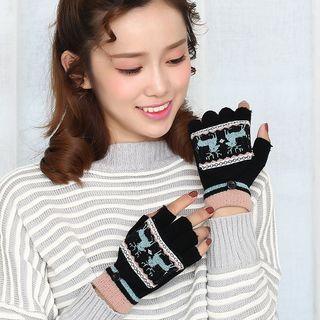 Deer Fingerless Mittens