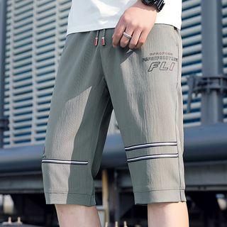 Letter Striped Trim Cropped Cargo Pants