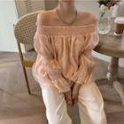 Long-sleeve Off Shoulder Blouse / Wide-leg Pants