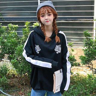 Contrast-trim Tiger Print Hoodie