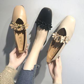Flower-accent Square-toe Mary Jane Flats
