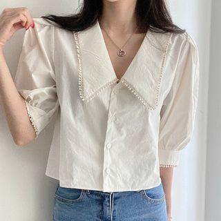 Puff Sleeve Peter Pan-collar Blouse