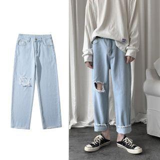 High-waist Distressed Loose Fit Jeans