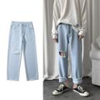 High-waist Distressed Loose Fit Jeans