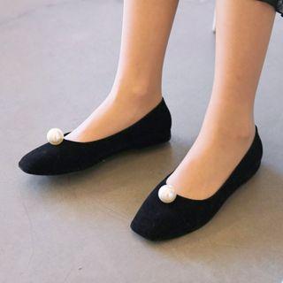 Faux-pearl Faux-suede Flats