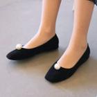 Faux-pearl Faux-suede Flats