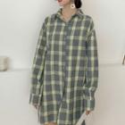 Set: Plaid Shirt Dress + Front Zip A-line Skirt