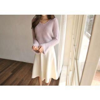 V-neck Lace-up Back Sweater