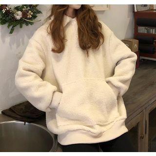 Oversized Fleece Polo Shirt White - One Size