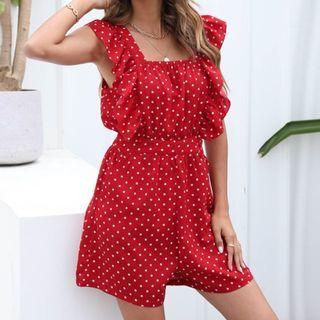 Ruffle Strap Dotted Romper