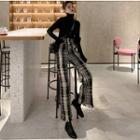 High-waist Fringed-hem Wide-leg Pants