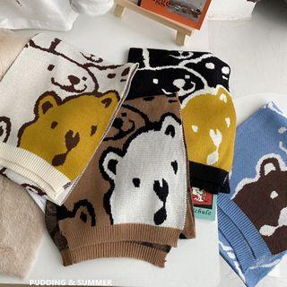Bear Print Knit Scarf