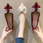 Pointed Rhinestone Bow Flats