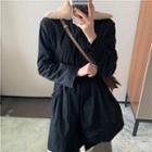 Color-block Lace-up Long-sleeve Fleece Coat