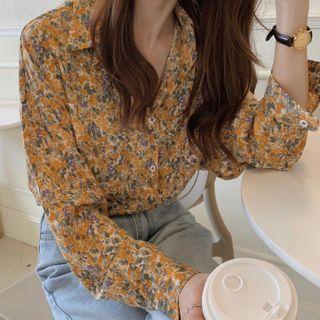 Floral Print Light Shirt Jacket As Shown In Figure - One Size
