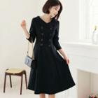 Shawl-collar Double-breasted Midi Dress