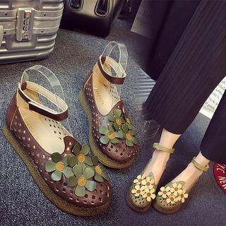 Ankle Strap Flower Platform Shoes