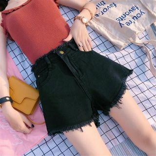 High Waist Tassel Denim Shorts