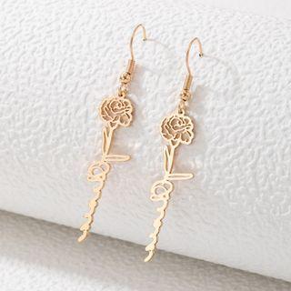 Rose Alloy Dangle Earring 21102 - 1 Pair - Gold - One Size