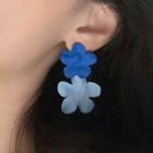 Flower Dangle Earring 1 Pair - 0379a - Blue & Grayish Blue - One Size