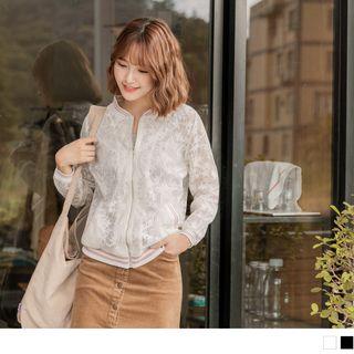 See-through Lace Baseball Jacket