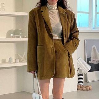 Single-breasted Corduroy Blazer / Mini Skirt