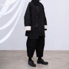 Contrast Stitch Snap Button Padded Jacket Black - One Size