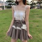 Lace Slim-fit Sleeveless Top / Lace High-waist Skirt