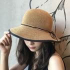 Piped Bow Wide Brim Bucket Hat