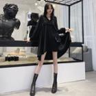 Ruffled Asymmetric A-line Dress Black - One Size
