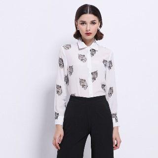 Tiger Print Silk Blouse