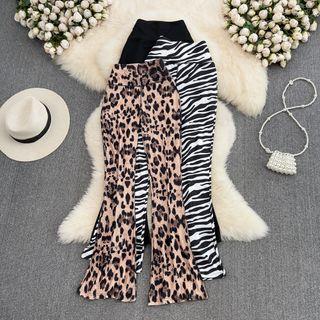 High Waist Pattern Print Boot Cut Pants