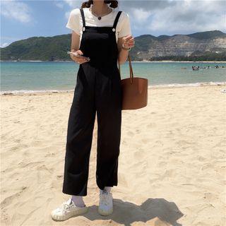 Cropped Wide-leg Jumper Pants / Short-sleeve T-shirt