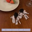 Flocking Fabric Fringed Earring 1 Pair - Black & White - One Size