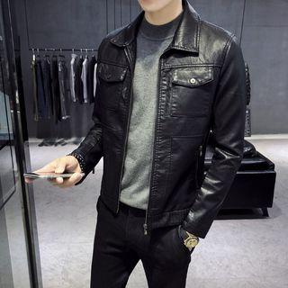 Faux Leather Utility Jacket