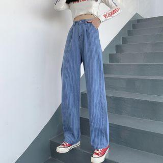 High Waist Striped Loose Fit Jeans