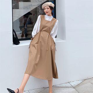 Set: Midi A-line Jumper Dress + Plain Blouse