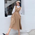 Set: Midi A-line Jumper Dress + Plain Blouse