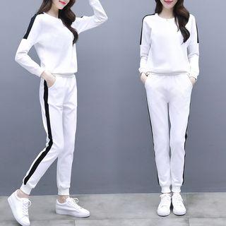Set: Striped Pullover + Cropped Harem Pants