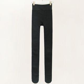 Brushed Fleece-lined Shaping Leggings Black - One Size